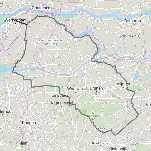 Map miniature of "Andel Loop" cycling inspiration in Noord-Brabant, Netherlands. Generated by Tarmacs.app cycling route planner