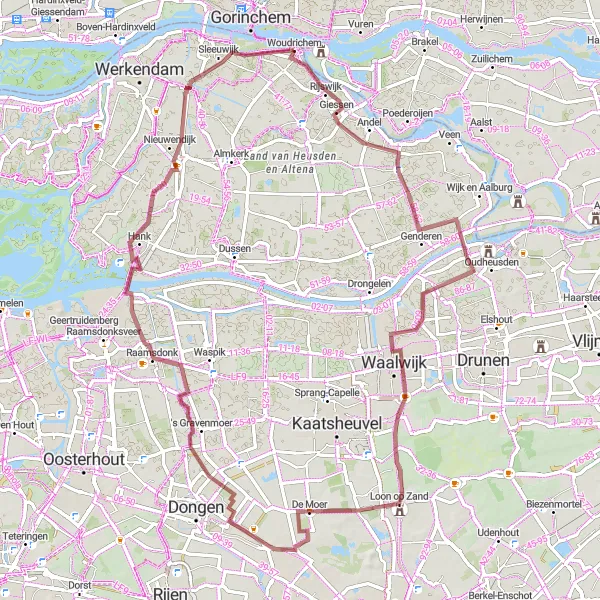 Map miniature of "Gravel Adventure in Noord-Brabant" cycling inspiration in Noord-Brabant, Netherlands. Generated by Tarmacs.app cycling route planner