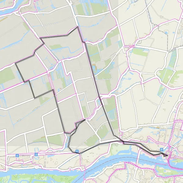 Map miniature of "Along the Giessen River" cycling inspiration in Noord-Brabant, Netherlands. Generated by Tarmacs.app cycling route planner