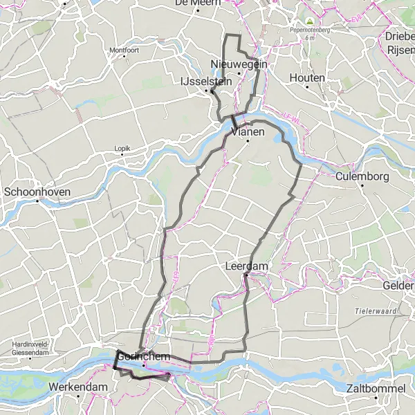 Map miniature of "The Arkel Loop" cycling inspiration in Noord-Brabant, Netherlands. Generated by Tarmacs.app cycling route planner