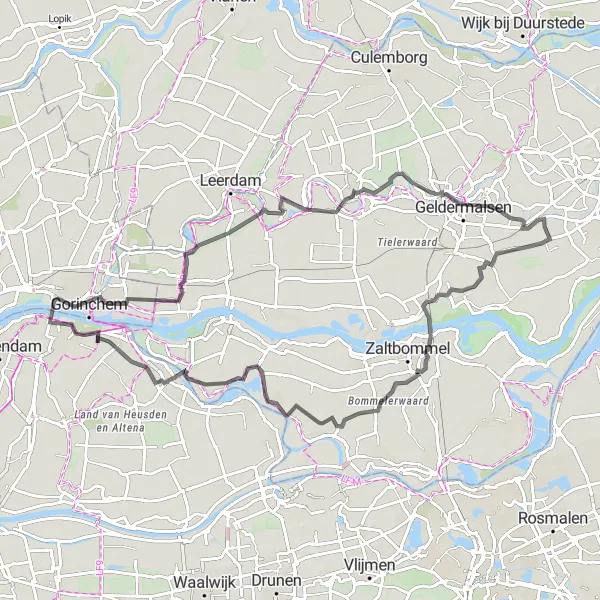 Miniatuurkaart van de fietsinspiratie "Historische Route langs Vestingsteden" in Noord-Brabant, Netherlands. Gemaakt door de Tarmacs.app fietsrouteplanner