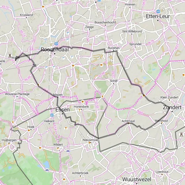 Miniatuurkaart van de fietsinspiratie "Fietstocht langs pittoreske dorpen van Noord-Brabant" in Noord-Brabant, Netherlands. Gemaakt door de Tarmacs.app fietsrouteplanner