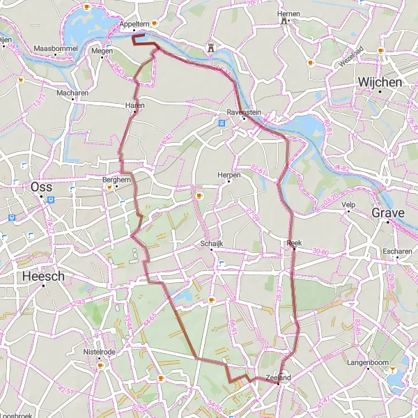 Miniatuurkaart van de fietsinspiratie "Historische Dorpen en Natuurschoon Route" in Noord-Brabant, Netherlands. Gemaakt door de Tarmacs.app fietsrouteplanner