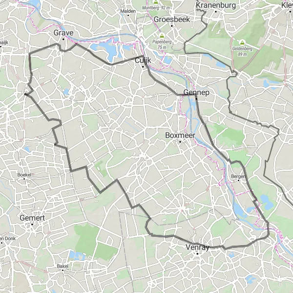 Map miniature of "Gassel to Westerbeek Loop" cycling inspiration in Noord-Brabant, Netherlands. Generated by Tarmacs.app cycling route planner
