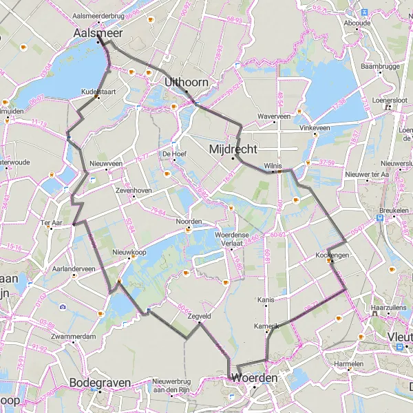 Map miniature of "Scenic Countryside Ride" cycling inspiration in Noord-Holland, Netherlands. Generated by Tarmacs.app cycling route planner