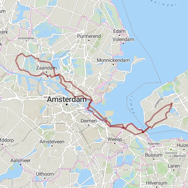 Map miniature of "Gravel Adventure" cycling inspiration in Noord-Holland, Netherlands. Generated by Tarmacs.app cycling route planner
