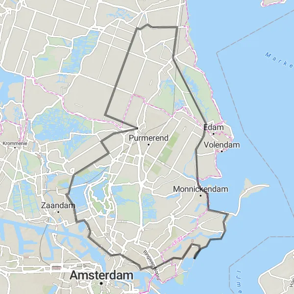 Map miniature of "Around Avenhorn via Oudendijk" cycling inspiration in Noord-Holland, Netherlands. Generated by Tarmacs.app cycling route planner