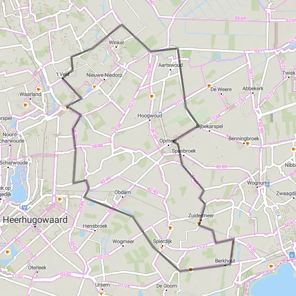 Map miniature of "Obdam Circular Road" cycling inspiration in Noord-Holland, Netherlands. Generated by Tarmacs.app cycling route planner