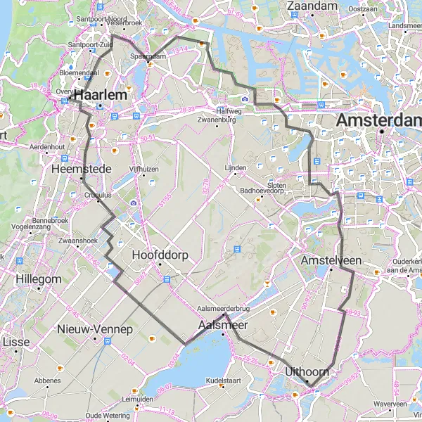 Map miniature of "Coastal Escape" cycling inspiration in Noord-Holland, Netherlands. Generated by Tarmacs.app cycling route planner