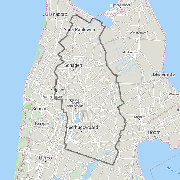 Map miniature of "Van Ewijcksluis to Gelderse Buurt Loop" cycling inspiration in Noord-Holland, Netherlands. Generated by Tarmacs.app cycling route planner