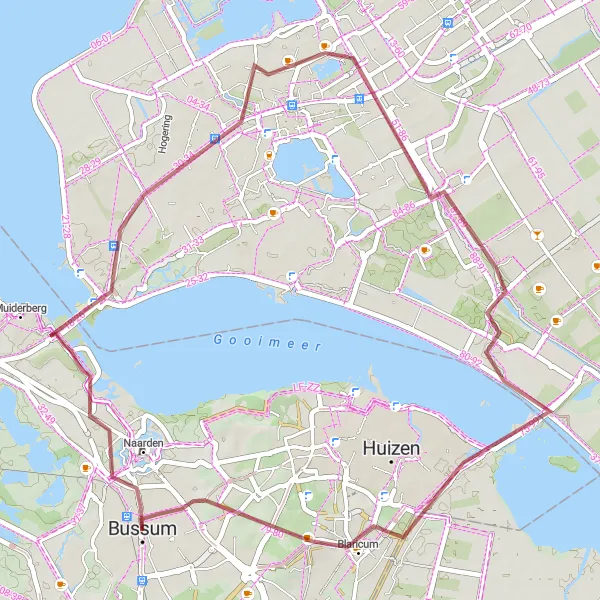 Miniatuurkaart van de fietsinspiratie "Naarden en Blaricum Gravelroute" in Noord-Holland, Netherlands. Gemaakt door de Tarmacs.app fietsrouteplanner