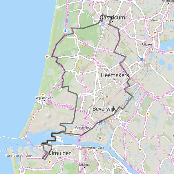 Map miniature of "Scenic Road Ride" cycling inspiration in Noord-Holland, Netherlands. Generated by Tarmacs.app cycling route planner