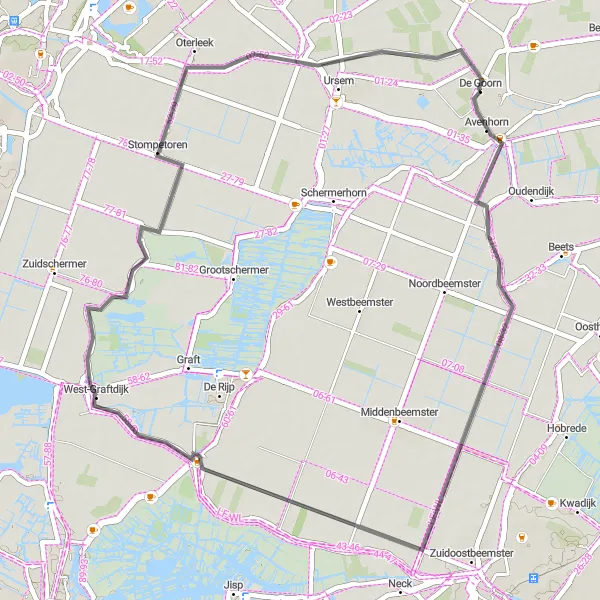 Map miniature of "The Historical Halfweg Cycling Route" cycling inspiration in Noord-Holland, Netherlands. Generated by Tarmacs.app cycling route planner