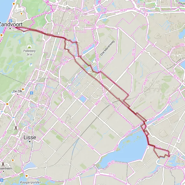 Map miniature of "Gravel Adventure to Vrouwentroost" cycling inspiration in Noord-Holland, Netherlands. Generated by Tarmacs.app cycling route planner