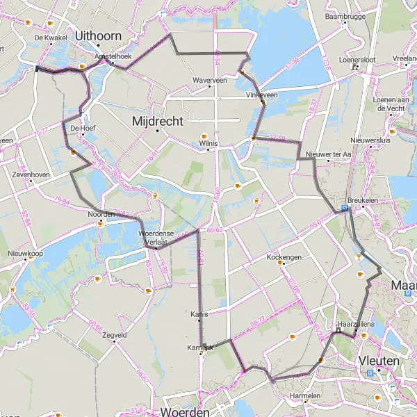 Map miniature of "Amidst Nature and History" cycling inspiration in Noord-Holland, Netherlands. Generated by Tarmacs.app cycling route planner