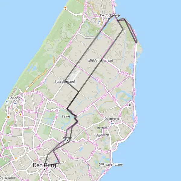 Map miniature of "Hayling Island Loop" cycling inspiration in Noord-Holland, Netherlands. Generated by Tarmacs.app cycling route planner
