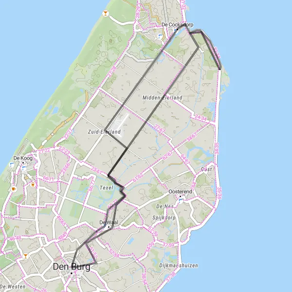 Miniatuurkaart van de fietsinspiratie "Fietsroute Hurissalo - De Waal" in Noord-Holland, Netherlands. Gemaakt door de Tarmacs.app fietsrouteplanner