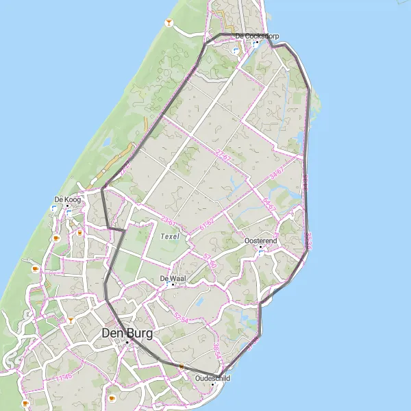 Map miniature of "Island Escape" cycling inspiration in Noord-Holland, Netherlands. Generated by Tarmacs.app cycling route planner