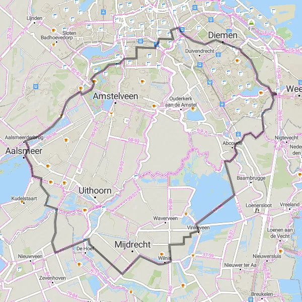 Miniatuurkaart van de fietsinspiratie "Verkenningstocht via Oude Meer en Diemen" in Noord-Holland, Netherlands. Gemaakt door de Tarmacs.app fietsrouteplanner