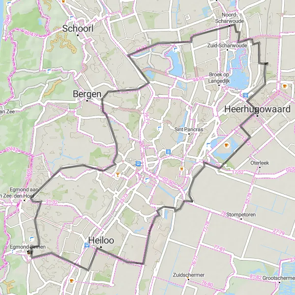 Map miniature of "Scenic Road Cycling Tour: Egmond aan den Hoef Exploration" cycling inspiration in Noord-Holland, Netherlands. Generated by Tarmacs.app cycling route planner