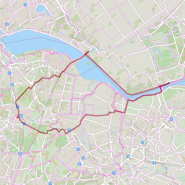 Map miniature of "Hilversum Gravel Adventure" cycling inspiration in Noord-Holland, Netherlands. Generated by Tarmacs.app cycling route planner