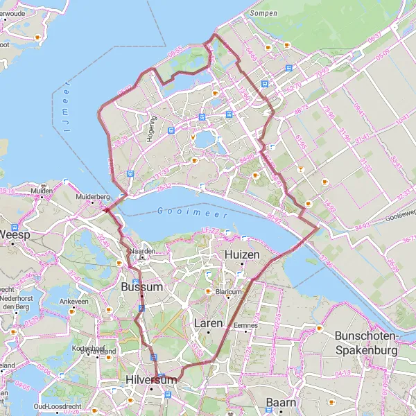 Map miniature of "The Polder Explorer" cycling inspiration in Noord-Holland, Netherlands. Generated by Tarmacs.app cycling route planner