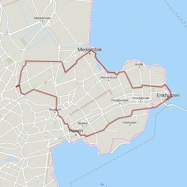 Map miniature of "Scenic Route through Hoogwoud and Surroundings" cycling inspiration in Noord-Holland, Netherlands. Generated by Tarmacs.app cycling route planner