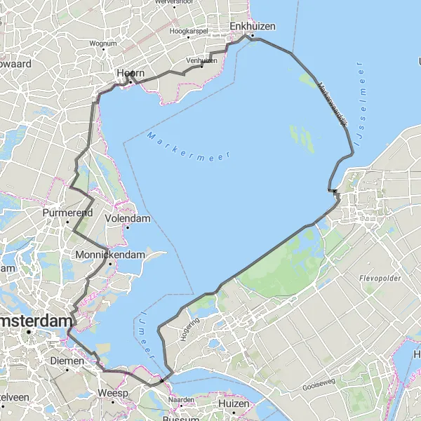 Map miniature of "Enchanting Scenery: Exploring Noord-Holland's Gems on Two Wheels" cycling inspiration in Noord-Holland, Netherlands. Generated by Tarmacs.app cycling route planner