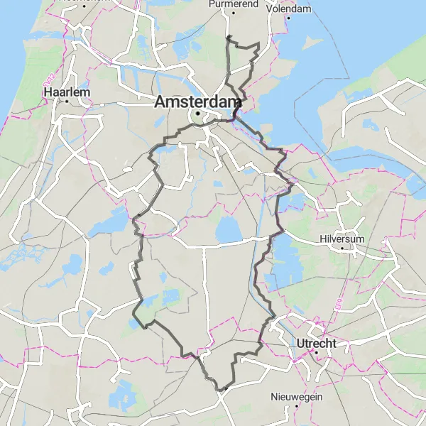 Map miniature of "Circular Route from Ilpendam" cycling inspiration in Noord-Holland, Netherlands. Generated by Tarmacs.app cycling route planner