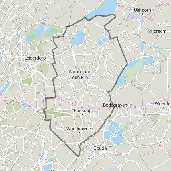Miniatuurkaart van de fietsinspiratie "Rondje langs Molen zonder kap en Calslagen" in Noord-Holland, Netherlands. Gemaakt door de Tarmacs.app fietsrouteplanner