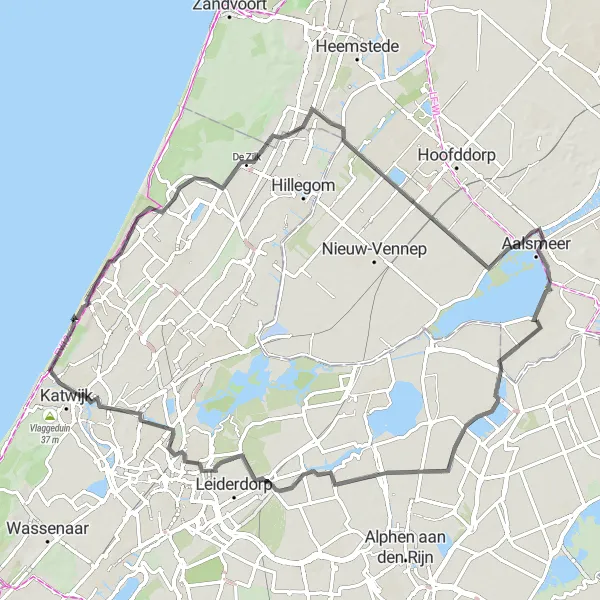 Map miniature of "The Coastal Ride" cycling inspiration in Noord-Holland, Netherlands. Generated by Tarmacs.app cycling route planner