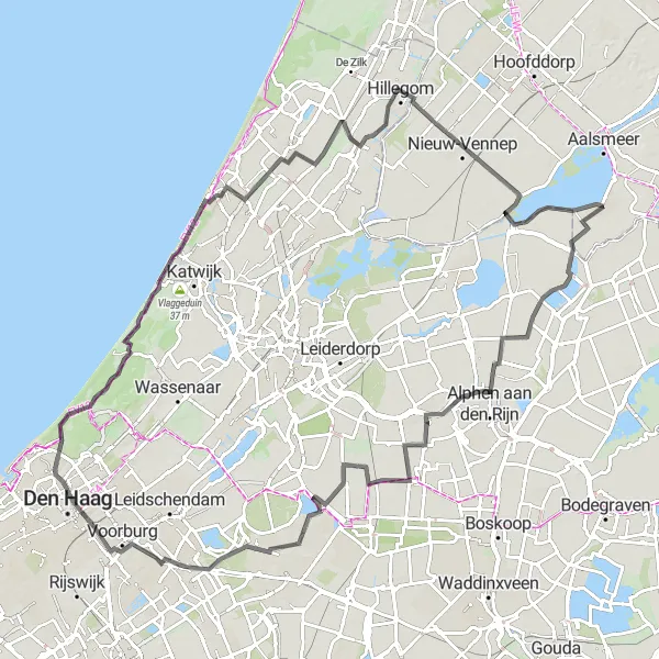 Map miniature of "The Polder Exploration" cycling inspiration in Noord-Holland, Netherlands. Generated by Tarmacs.app cycling route planner