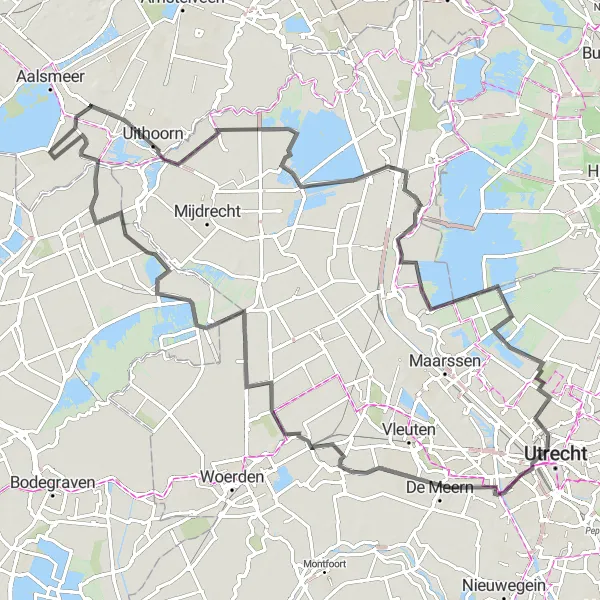 Map miniature of "Panoramic Road Cycling through Botshol and Tienhoven" cycling inspiration in Noord-Holland, Netherlands. Generated by Tarmacs.app cycling route planner
