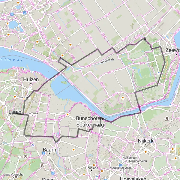 Miniatuurkaart van de fietsinspiratie "Ontdek Blaricum en Eemmeer" in Noord-Holland, Netherlands. Gemaakt door de Tarmacs.app fietsrouteplanner