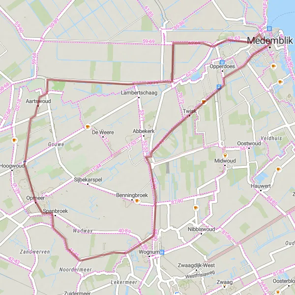 Miniatuurkaart van de fietsinspiratie "Gravelroute langs Twisk en Medemblik" in Noord-Holland, Netherlands. Gemaakt door de Tarmacs.app fietsrouteplanner