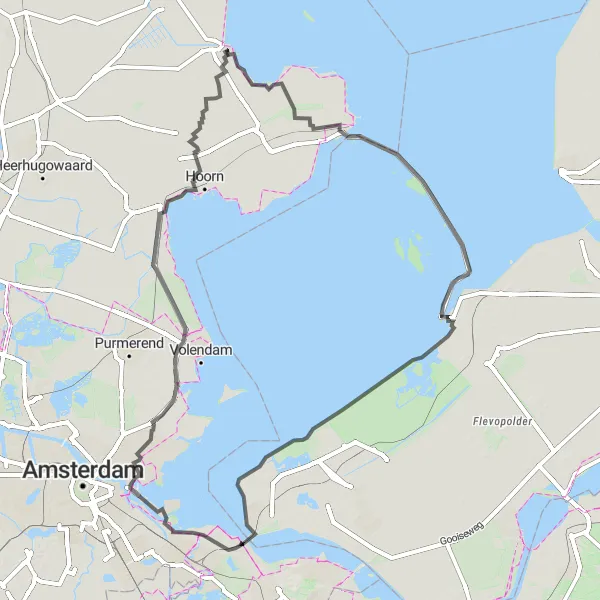 Miniatuurkaart van de fietsinspiratie "Noord-Hollandse Natuur & Cultuurrit" in Noord-Holland, Netherlands. Gemaakt door de Tarmacs.app fietsrouteplanner