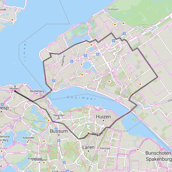 Map miniature of "Muiderberg - Naarden Loop" cycling inspiration in Noord-Holland, Netherlands. Generated by Tarmacs.app cycling route planner