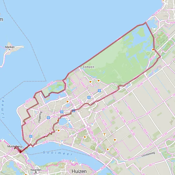 Miniatuurkaart van de fietsinspiratie "Gravelroute langs Almere en Gooimeer" in Noord-Holland, Netherlands. Gemaakt door de Tarmacs.app fietsrouteplanner