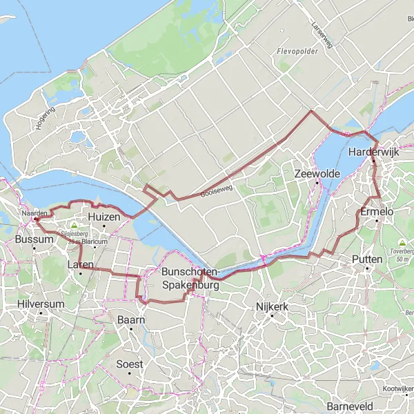 Map miniature of "The Gravel Adventure" cycling inspiration in Noord-Holland, Netherlands. Generated by Tarmacs.app cycling route planner