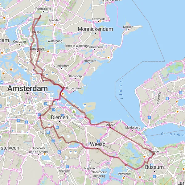 Map miniature of "Historic Fortresses and Countryside Wonders" cycling inspiration in Noord-Holland, Netherlands. Generated by Tarmacs.app cycling route planner