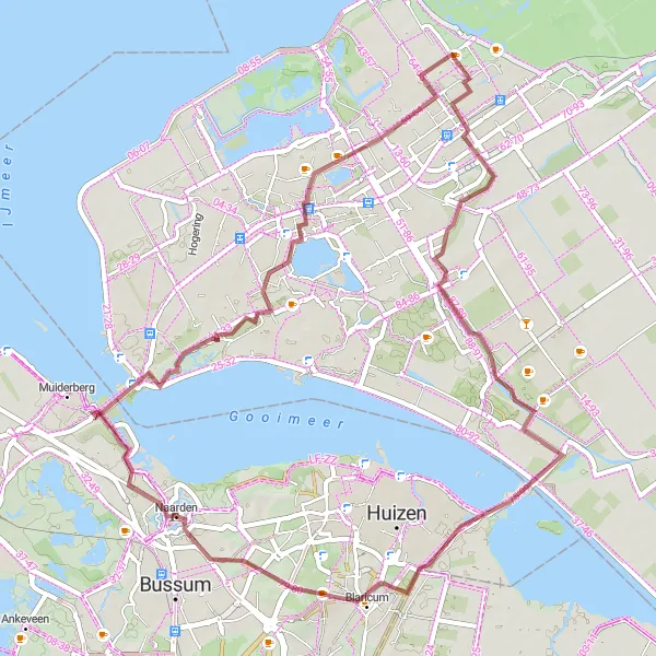 Miniatuurkaart van de fietsinspiratie "Gravel Route van Naarden" in Noord-Holland, Netherlands. Gemaakt door de Tarmacs.app fietsrouteplanner