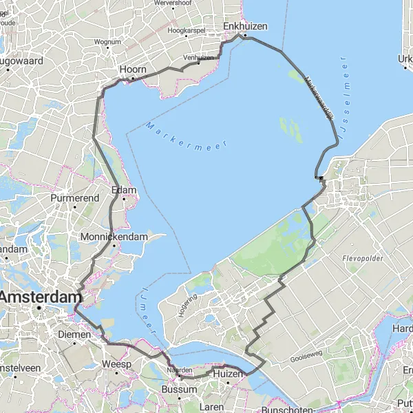 Miniatuurkaart van de fietsinspiratie "Wegroute rond Naarden" in Noord-Holland, Netherlands. Gemaakt door de Tarmacs.app fietsrouteplanner