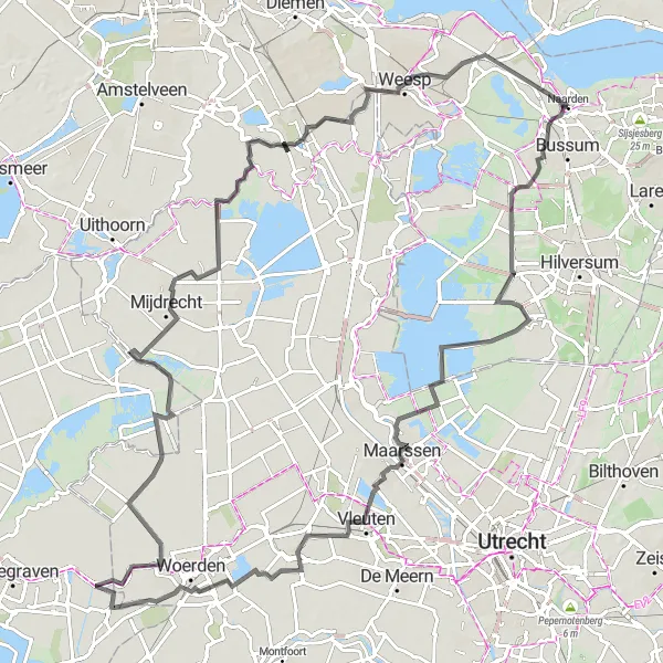 Miniatuurkaart van de fietsinspiratie "Naarden - Harmelen Route" in Noord-Holland, Netherlands. Gemaakt door de Tarmacs.app fietsrouteplanner