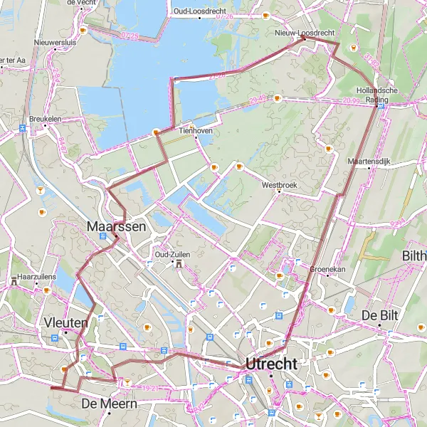 Miniatuurkaart van de fietsinspiratie "Gravelavontuur in Utrecht en omgeving" in Noord-Holland, Netherlands. Gemaakt door de Tarmacs.app fietsrouteplanner