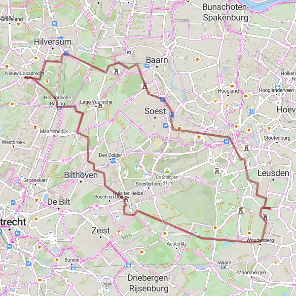 Map miniature of "Discover the Hidden Gems: Gravel Adventure Loop in Noord-Holland" cycling inspiration in Noord-Holland, Netherlands. Generated by Tarmacs.app cycling route planner