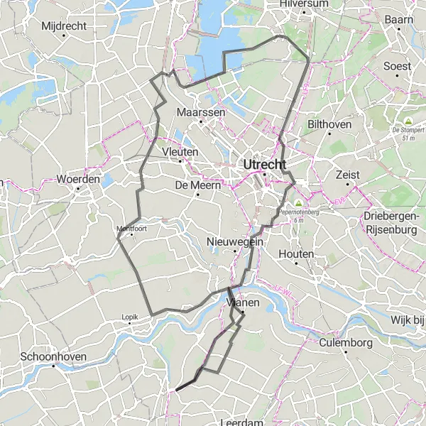 Map miniature of "Holland Road Cycling Adventure: From Nieuw-Loosdrecht to Breukelen" cycling inspiration in Noord-Holland, Netherlands. Generated by Tarmacs.app cycling route planner