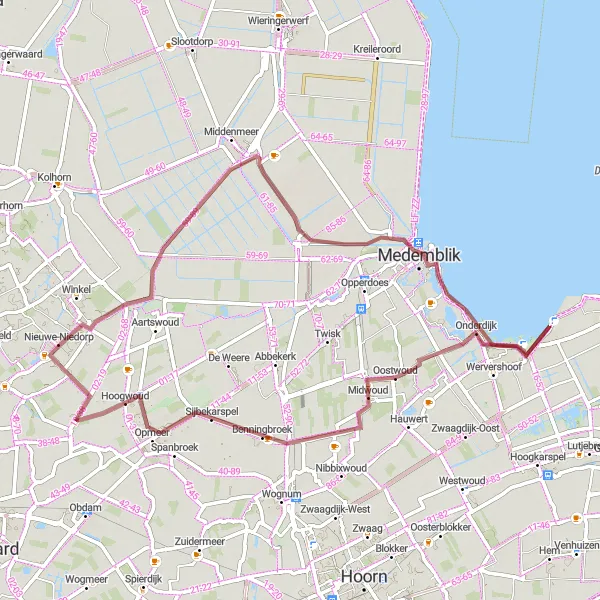 Miniatuurkaart van de fietsinspiratie "Gravelroute door Noord-Hollandse dorpen" in Noord-Holland, Netherlands. Gemaakt door de Tarmacs.app fietsrouteplanner