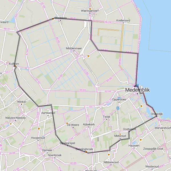 Map miniature of "The Coastal Ride" cycling inspiration in Noord-Holland, Netherlands. Generated by Tarmacs.app cycling route planner