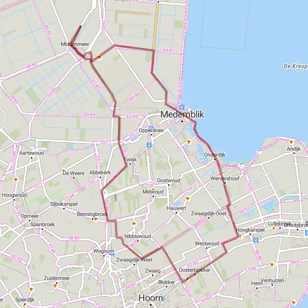 Map miniature of "Abbekerk and the Green Countryside" cycling inspiration in Noord-Holland, Netherlands. Generated by Tarmacs.app cycling route planner