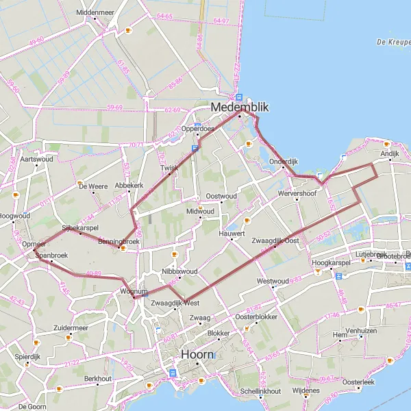 Map miniature of "Abbekerk Loop" cycling inspiration in Noord-Holland, Netherlands. Generated by Tarmacs.app cycling route planner